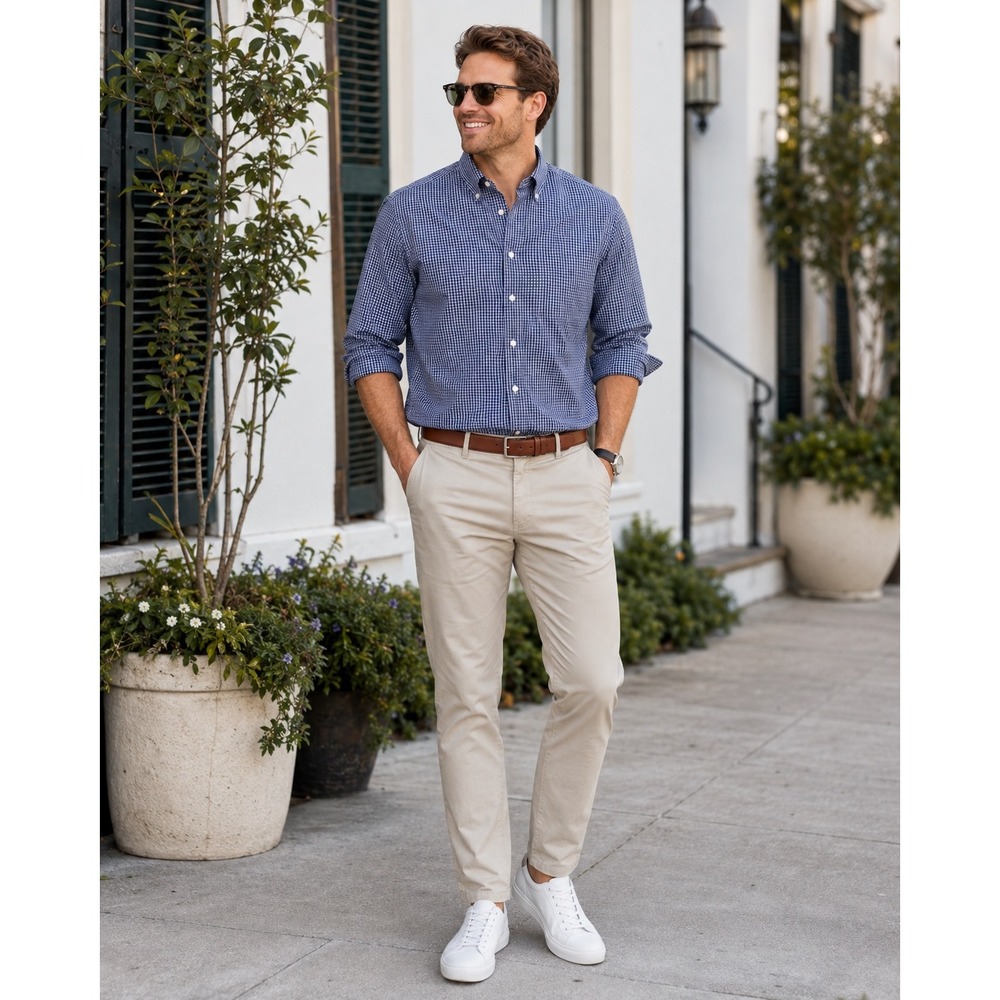 Brooks Brothers Regent Men's Large‎ Blue Gingham Cotton Preppy Shirt